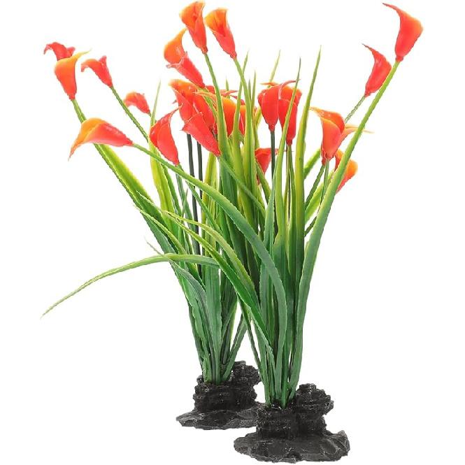 

VANZACK 2 шт. Аквариумные ландшафтные растения Пластиковые аквариумные цветочные украшения Компактное искусственное растение Маленький декор для аквариума Растения для террариума Настольный 21x5.5cm