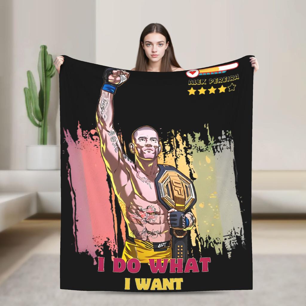 Chama Poatan Alex Pereira Fashion Blanket Cover Fighting Boxing Flannel Throw Fashion Blankets Home Couch Lightweight Bedspreads Multifuncti