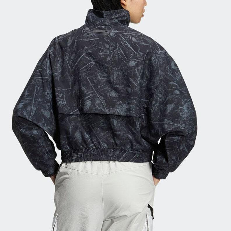 Adidas Originals Three Stripes Patch Pocket Stand Collar Front Zip Sports Jacket Women Jacket Black HS9506
