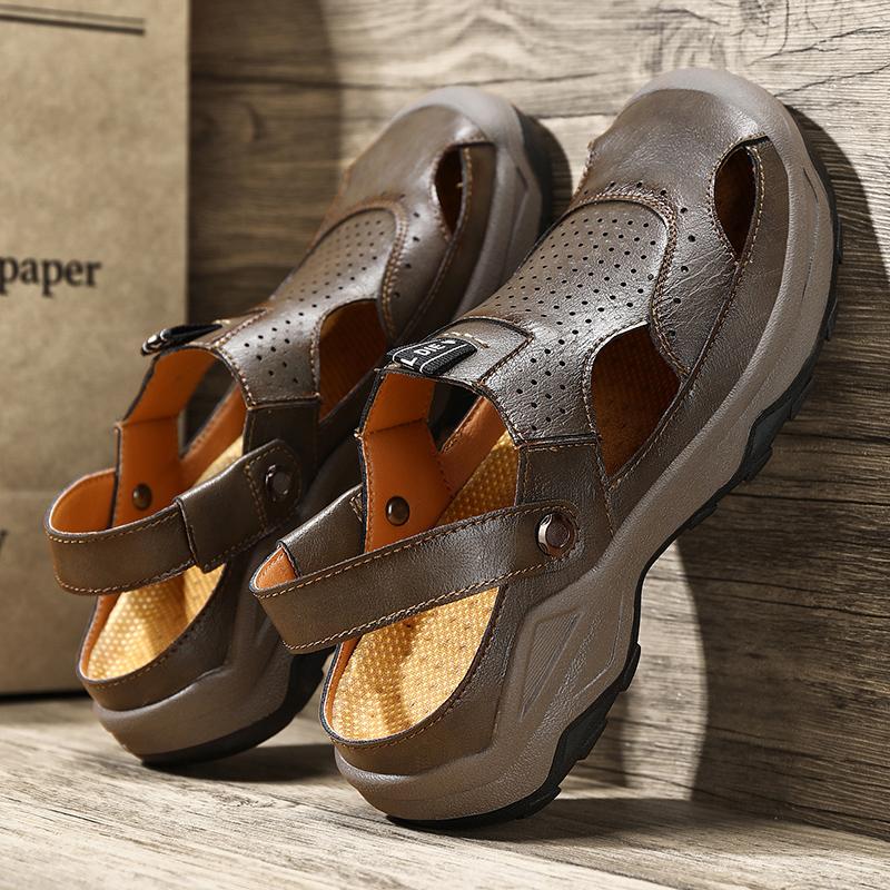 Fashion Men's Shoes Handmade Mens Loafers Luxury Brand Mens Slip on Walking Shoes Breathable Beach Sandals Leather Fashion Flats Men