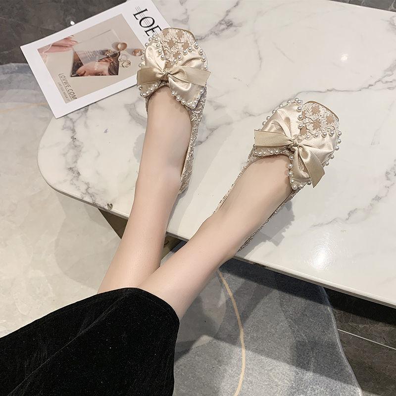 Xiaoxiangfeng Flat-soled Single Shoes Women's Spring and Autumn Shallow Mouth French Doudou Shoes 2025 New Fairy Soft-soled Grandma Laden Shoes