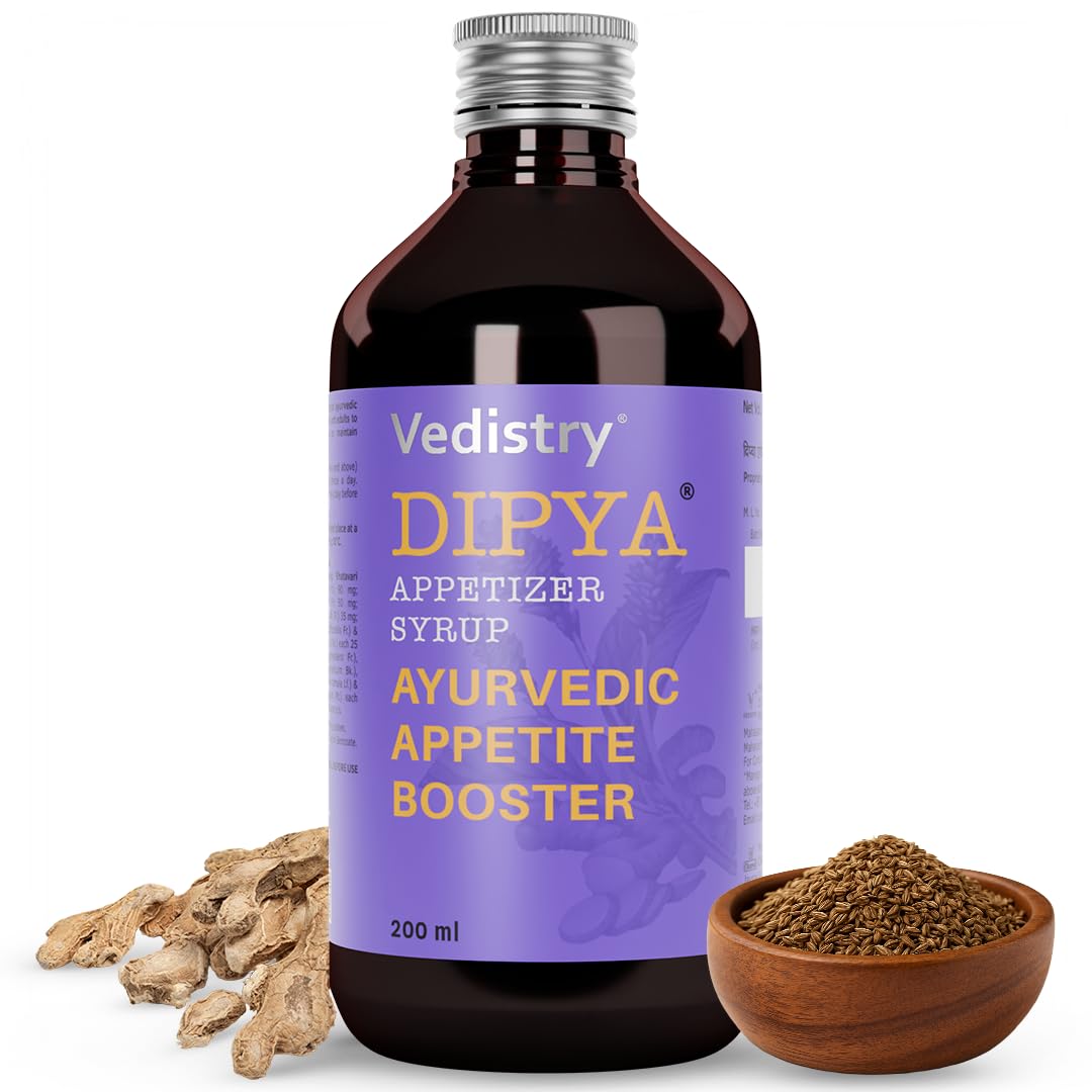 

Vedistry Dipya Appetizer Syrup 200ml Pack of 1 | Natural Ayurvedic Digestion & Appetite Booster for Kids Adults