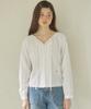 OURHOPE Ribbon Shirred Blouse - Ivory