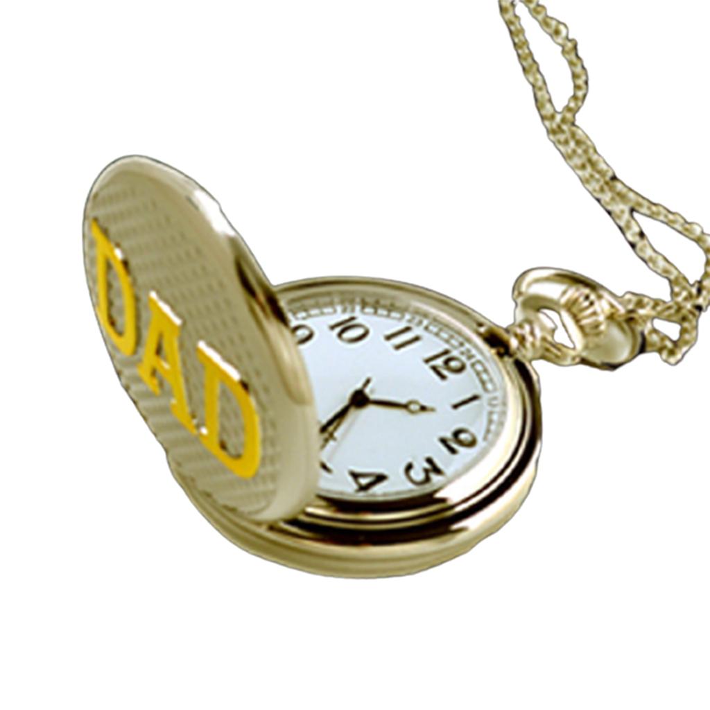 Vintage Bronze Carving DAD Fashion Quartz Pocket Watch Give Father Best Pendant Gift Collection Artwork