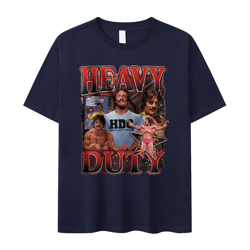 Heavy Duty Mike Mentzer Graphic T Shirt Bodybuilders Retro Fashion Short Sleeve T-shirts Men's Clothing Oversized Cotton T-shirt