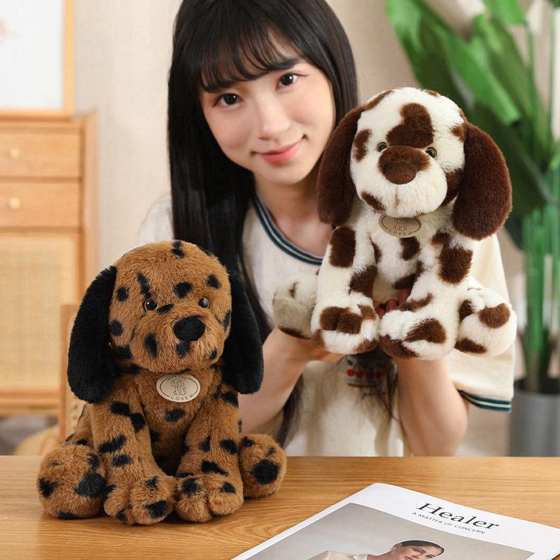 Cute Sitting Spotted Dog Doll Plush Toy Puppy Dog Teddy Dog Doll Children Soothing Rag Doll