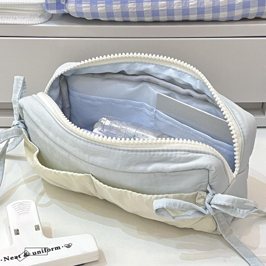 Blue Cloud Toast Bow Pen Bag High Beauty Large Capacity Stationery Box Pencil Storage Bag