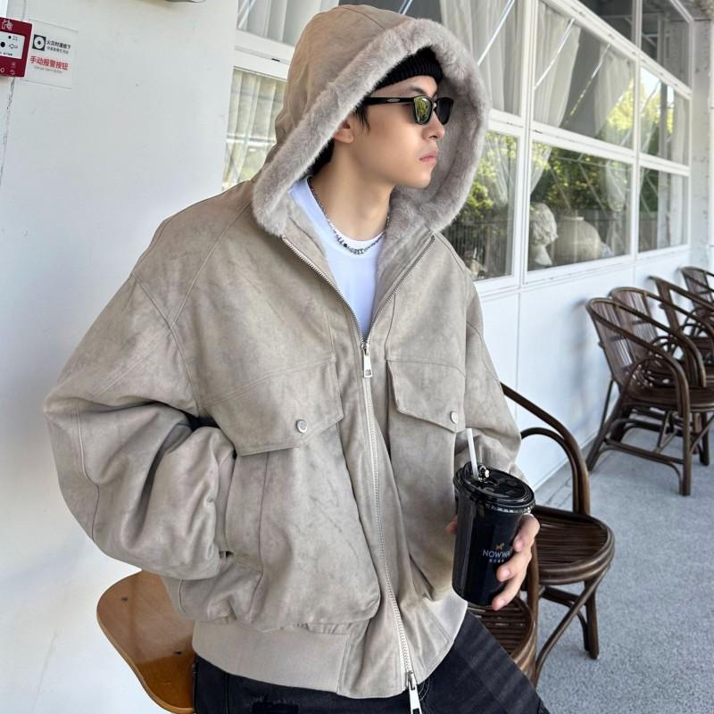 Mens Retro Tie-Dye Padded Jacket Winter Warm Loose Fit Casual Coat