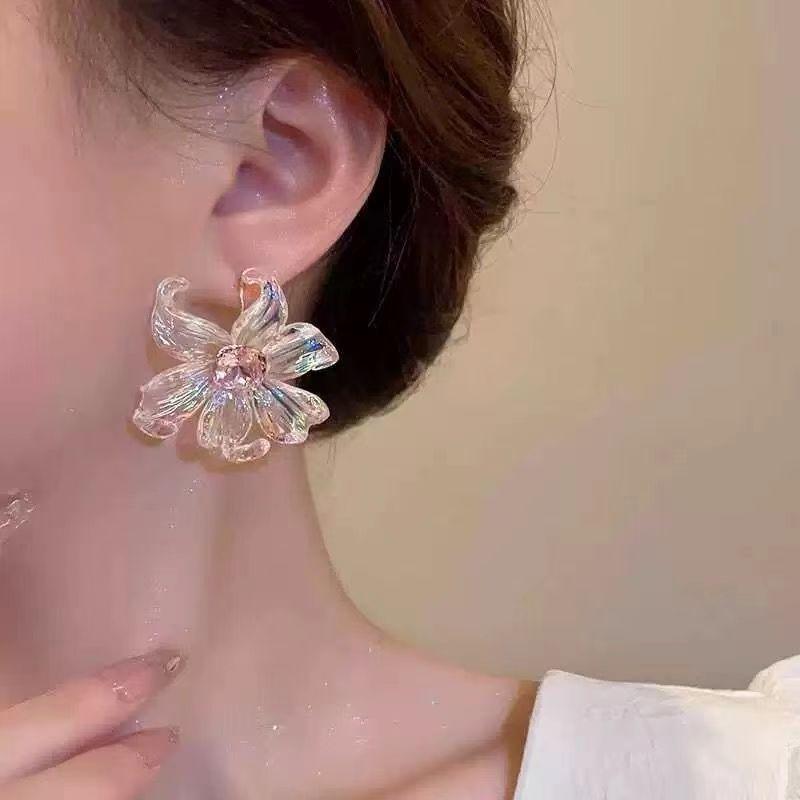 Colourful Transparent Flower Earrings for Women