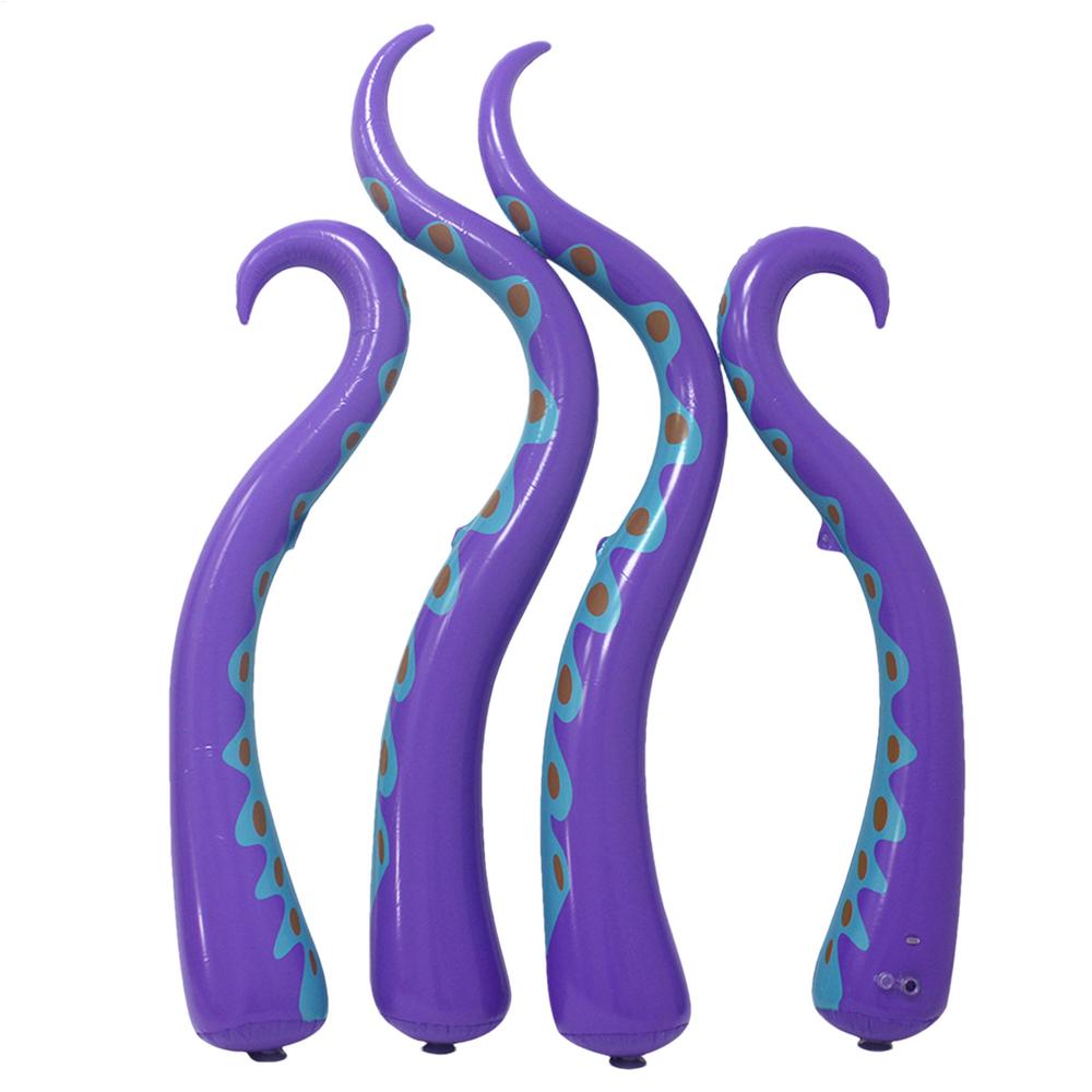 4pcs Halloween Inflatable Lighted Giant Octopus Tentacle Broke Out from Window Blow up Decor for Halloween Window Decoration