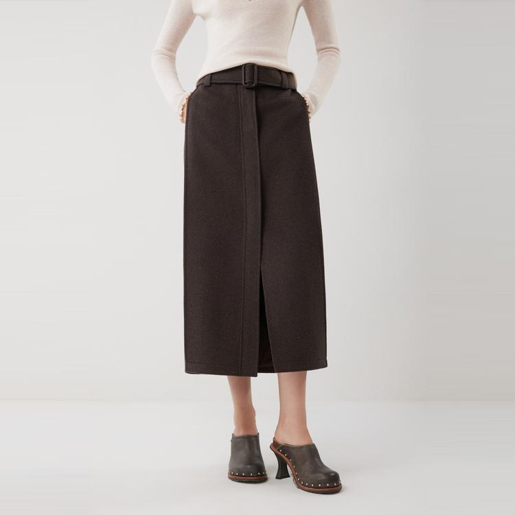 ELLE French Style Wool Versatile Straight Skirt Casual Long Skirt Women skirts L8WRL606
