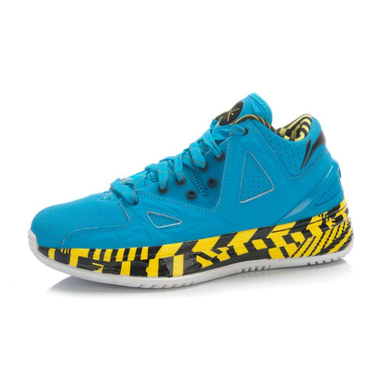 New LiNing WOW 2 Cushioning Breathable Wear Resistant Mid Top Basketball Shoes Men's Black Yellow Blue ABAJ003-13