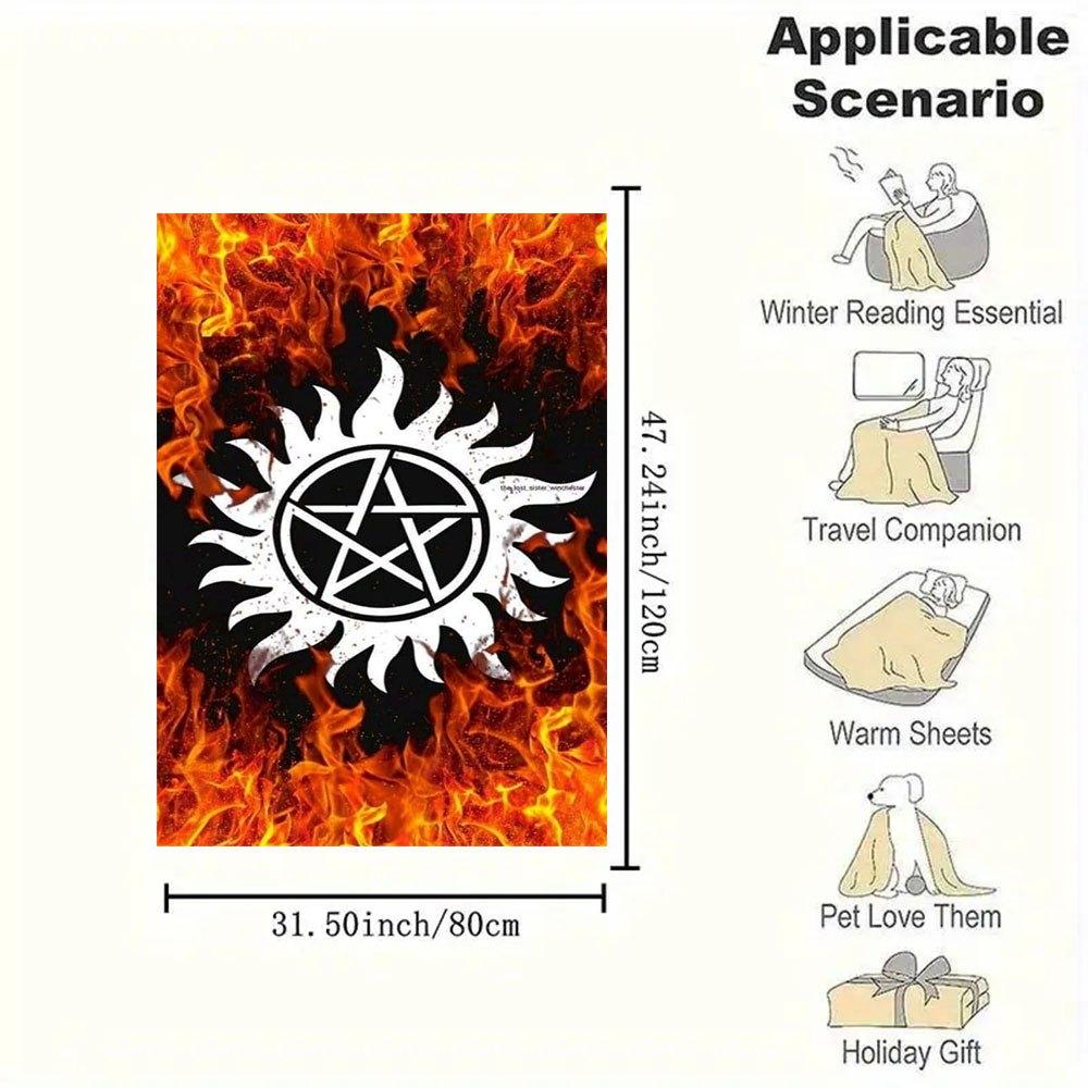 Supernatural Anti-Possession Symbol Phone WallpaperBlanket Flannel Throw Blanket for Sofa, Bed, Travel, Camping, Office, Couch, Chair, And B