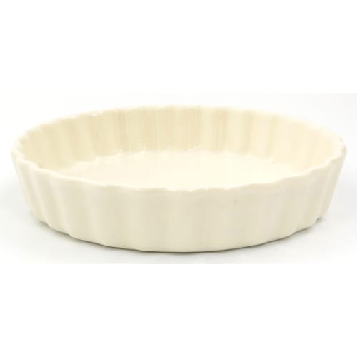 Banko Ware Oven-Safe Quiche and Gratin Dish (Small), White Vertical Stripes, Approx. 15.5cm Diameter, Microwave Safe, Made in Japan, Product Number 06
