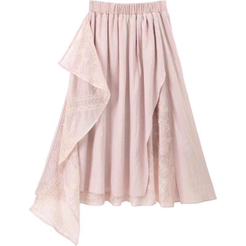 Women s A-line Lace Patchwork Mid-length Skirt L