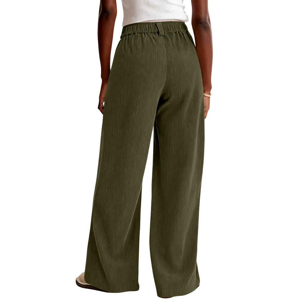 Women's Casual Fashion Pinstripe Straight And Winter Loose Wide-leg Straight Pants