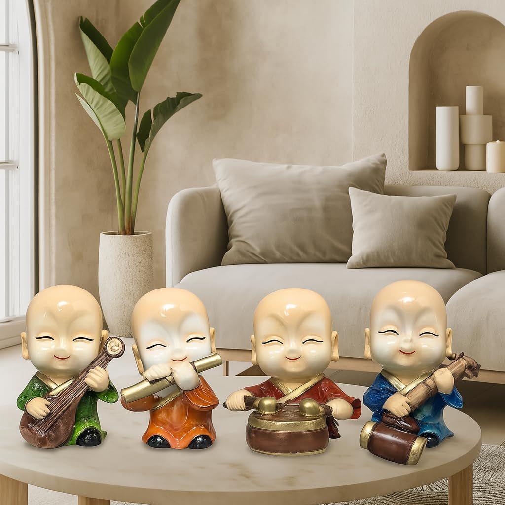 Musikalische Buddha-Dekoration für die Heimdekoration (4er-Pack, Mehrfarbig)