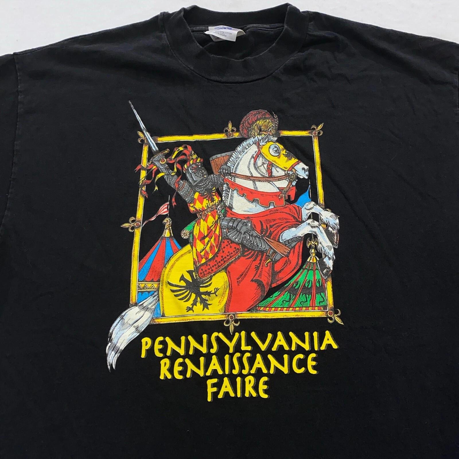 винтажная футболка 90-х PENNSYLVANIA RENNAISSANCE FAIRE XL мягкая фестивальная рыцарский турнир конь XL