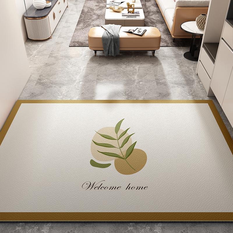 Modern Minimalist Entry Door Mat Home Pvc Leather Carpet Anti-oil and Anti-fouling Kitchen Rugs Large Area Washable Balcony Rug