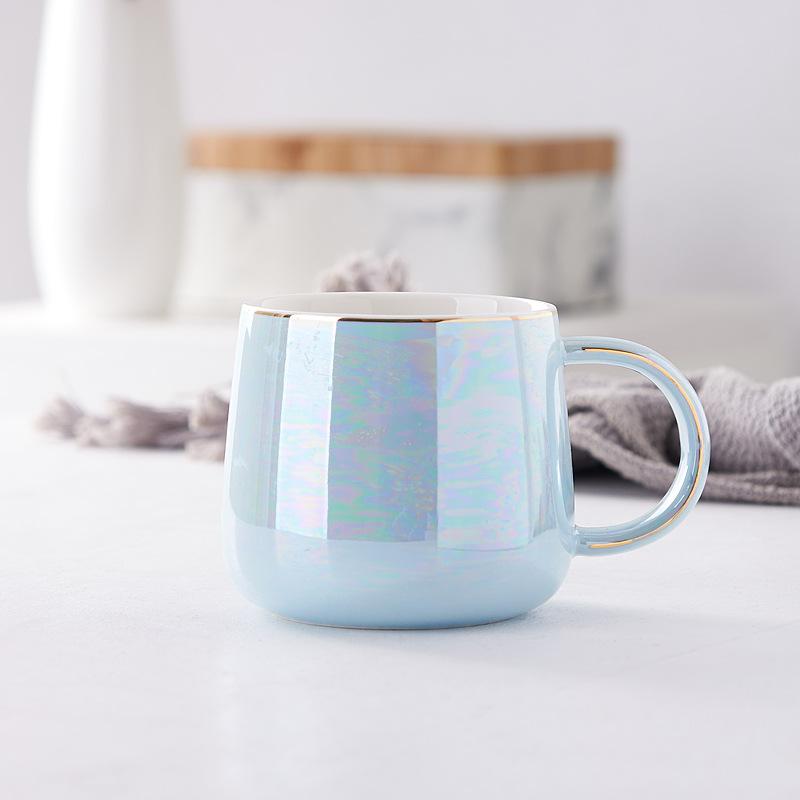 High-Value Ceramic Water Cup With Lid And Spoon, Household High Temperature Resistant Office Small Fresh And Simple Wind Cup