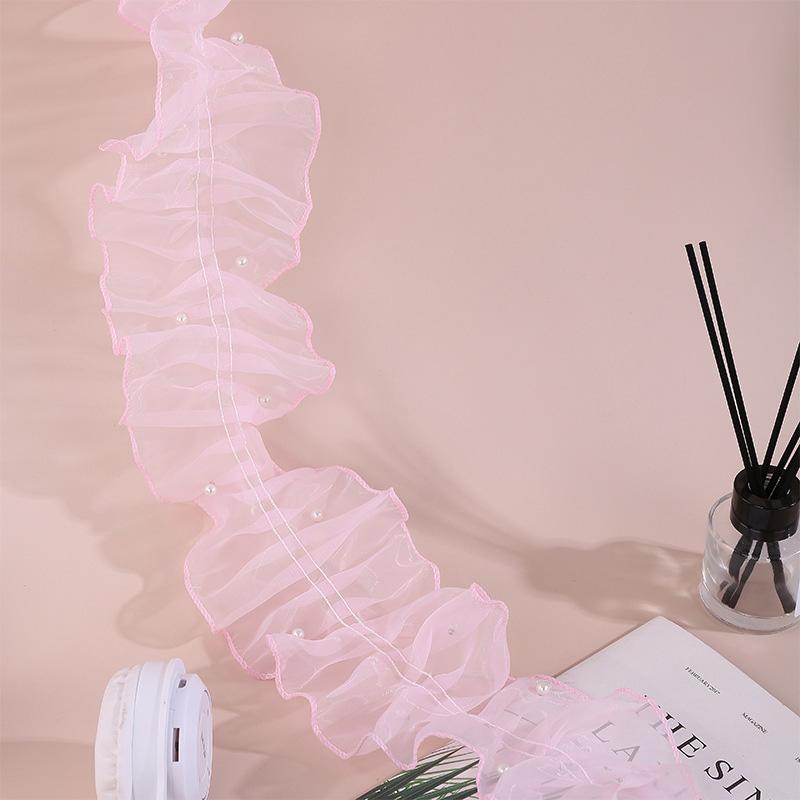 

11cm wide Ripple Design DIY Crafts Skirt Cuffs Sewing Trim Snow Yarn Bouquets & Gift Wrapping Dense Pleated 39.37inch 11cm рожевий