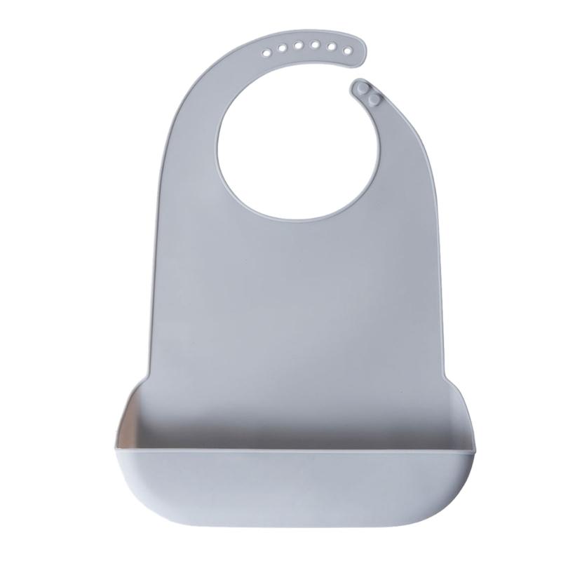 Практичный силиконовый слюнявчик, моющийся, помощь при еде, защита одежды при еде, однотонный, для кормления, отрыжки, слюнявчик для взрослых, пожилых людей серый