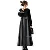 2025 High-End Plus Size Black Knit Patchwork Long Sleeve Dress