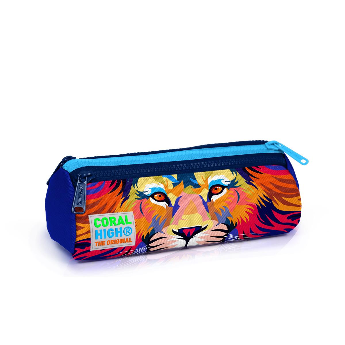 

Сумка-карандаш с тремя отделениями Coral High Kids Темно-синяя Saks Lion Pattern 22041