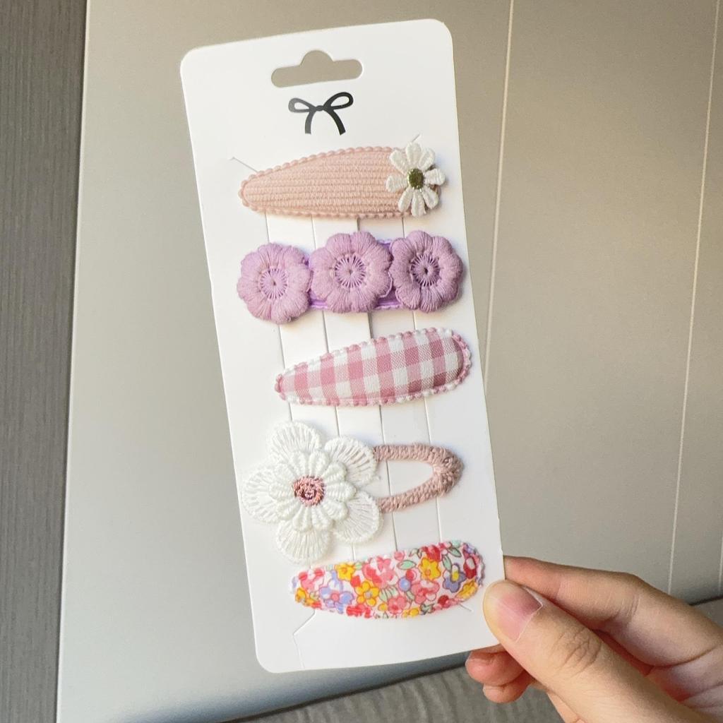 5pcs Clips Set for Kids Girl Hair Accessories Sweet Printe Hairbangs Hairclip Girls Barrette Ins Style Daisy Hairpin
