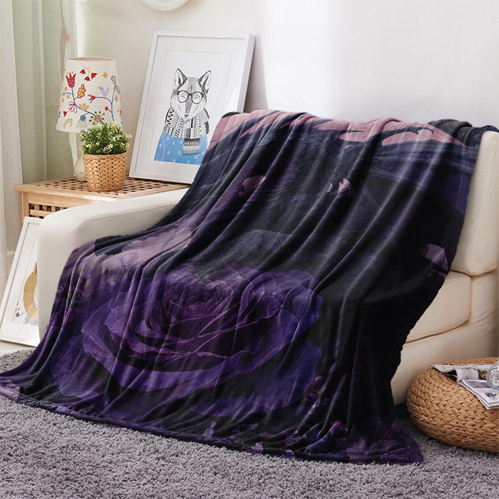 Rose Dragons  Print Flannel Blanket, High quality Comfortable for All Seasons, Home Decor, Warmth and Comfort