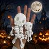 White Metallic Decor 3D Printed Cute Skeleton Figurine, Articulated Halloween Decor, Skull Ornaments Set Ornament with Movable Joints for Desktop Home