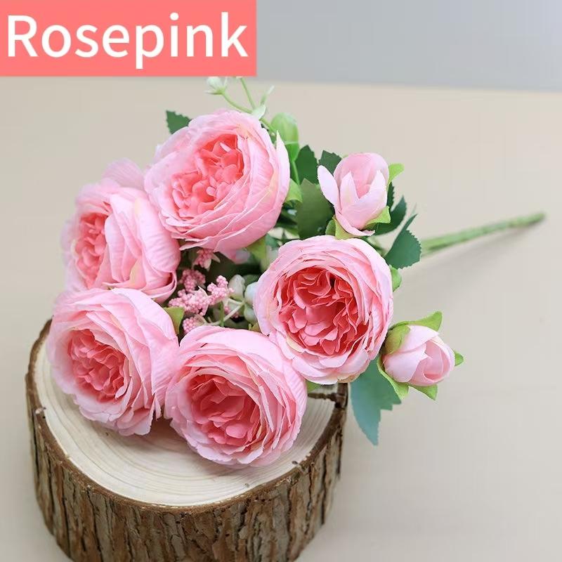 1/2/3/4/5PCS Artificial Flowers Silk Peony Bouquets Scrapbooking Wedding Wreaths White Vase Home Bridal Bouquets Decoration