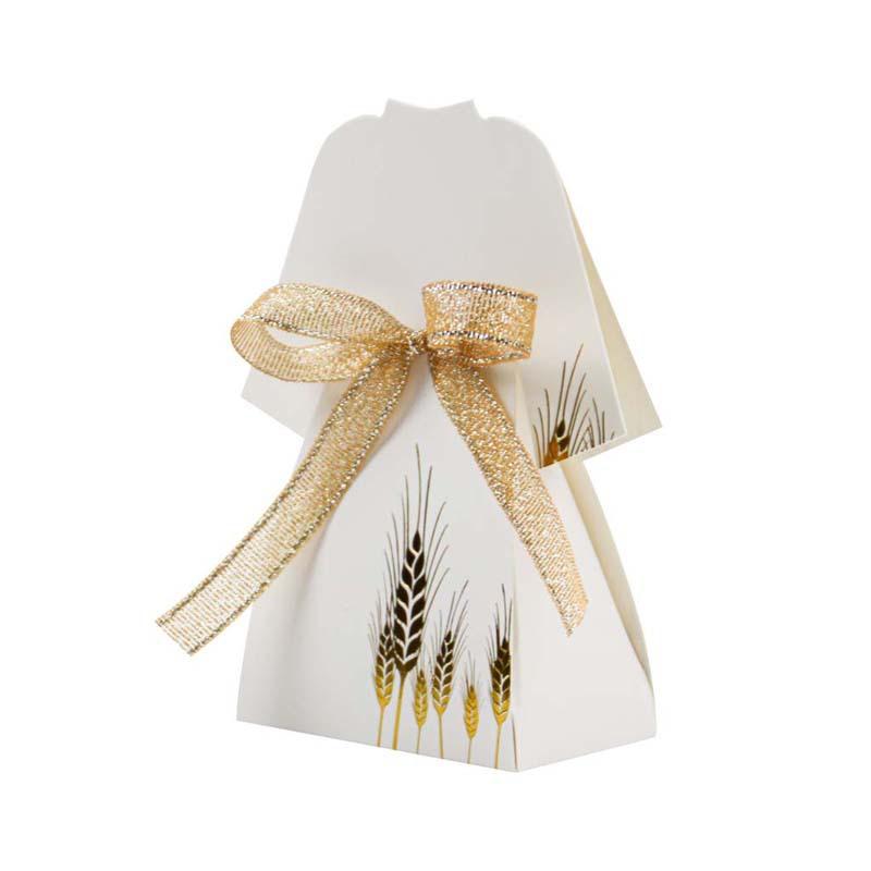

Baptism Gift Box, White Dress Bronzing Wheat Ear Candy Box, Holiday Return Gift Box.