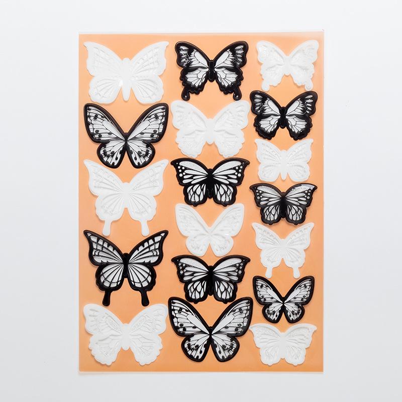 3D color hollow double-layer butterfly wall sticker One size