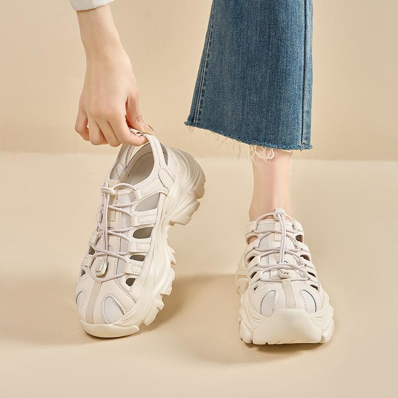 Augustine hollow dad shoes women 2025 summer new lightweight platform sports sandals little white shoes ins tide