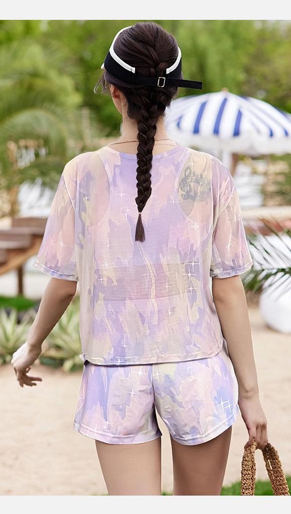Plus Size Women's Three-Piece Long Sleeve Swimwear Set with Cover-Up – Slimming, Stylish, and Perfect for Hot Springs