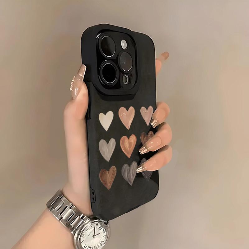 Süßes Herzmuster Wildleder Leder Handyhülle Für iPhone 17 16 Pro 15 14 13 12 11 Pro Max 17 Air 16E Plus X XR XS Max Weiche Hülle