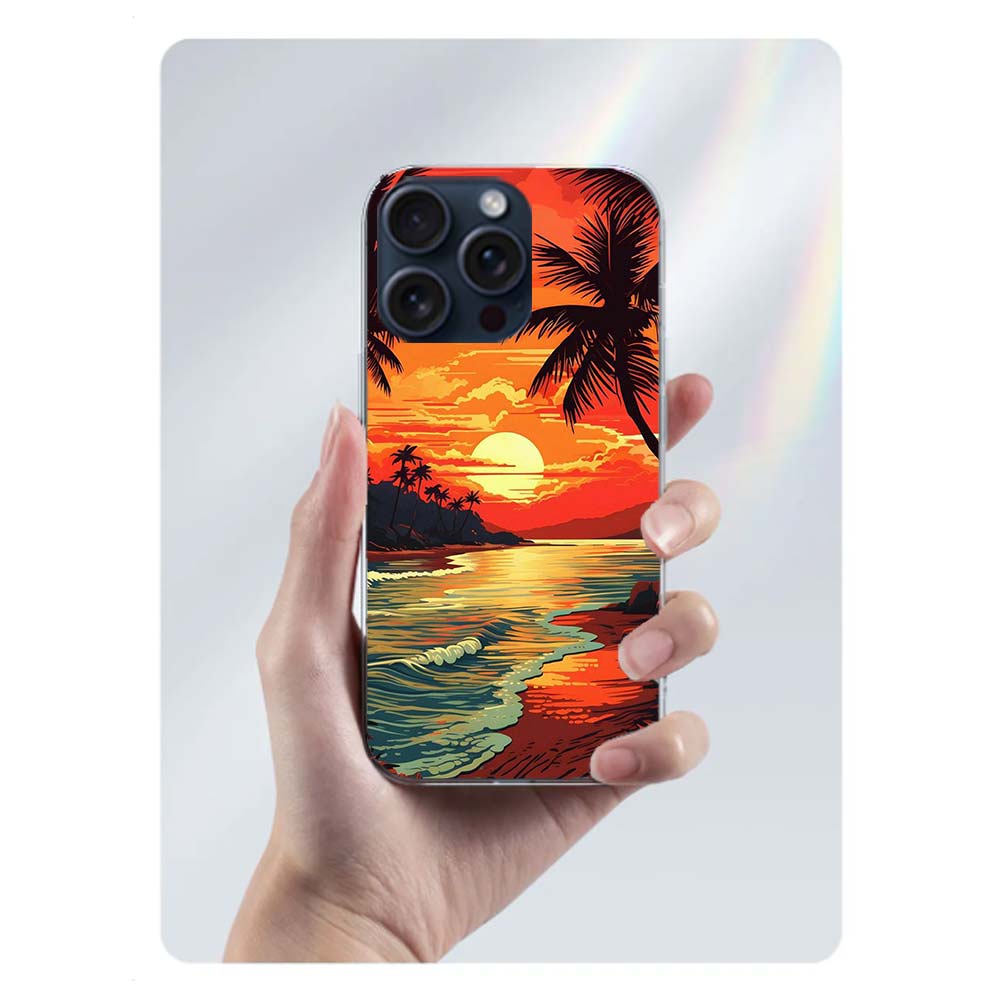 

Beautiful Seaside Coconut Trees Clear Phone Case For Iphone 17 Air 16 Pro Max 15 Pro 14 Plus 17E 16E 11 13 12 Mini Cover Cases F iPhone 15 Plus