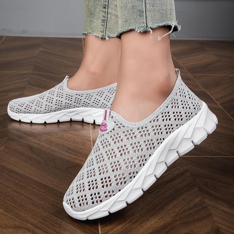 Summer Outdoor Casual Shoes Women's Mesh Breathable Flat Light Sneaker Female Loafers Casual Hollow Out Outdoor Flats Zapatos