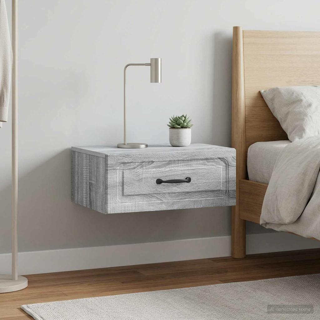 Wall Mounted Nightstand 2 pcs Grey Sonoma 49 x 34.5 x 20 cm