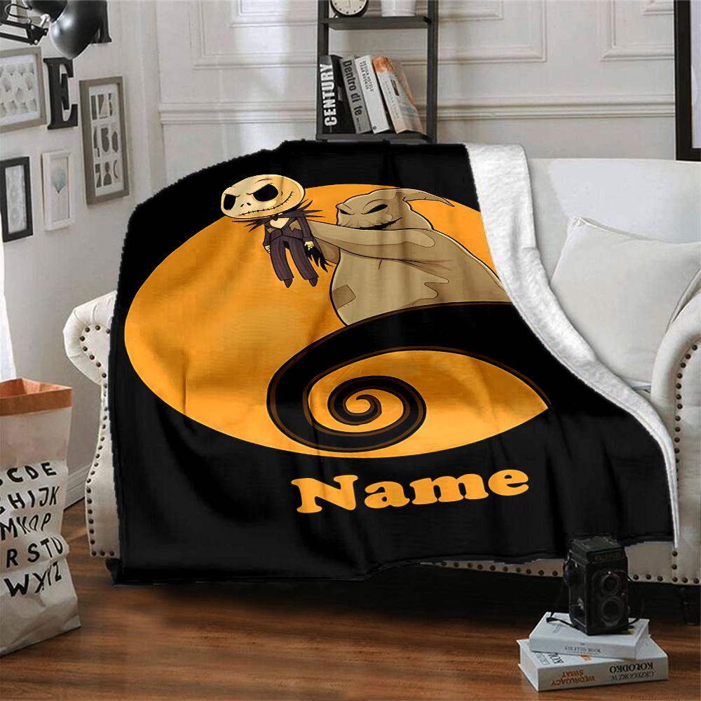 Custom Name The Nightmare Before Christmas Theme Printed Blanket - Perfect for Couch, Bed, Travel & Outdoor Use | Machine Washable, Cozy & Durable.