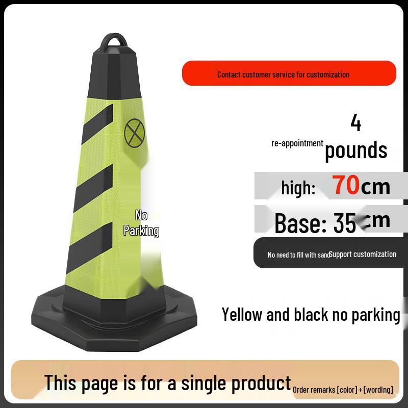 Reflective 90cm Rubber-Plastic Safety Cone with Ice Cream Handle for Road and Construction Use