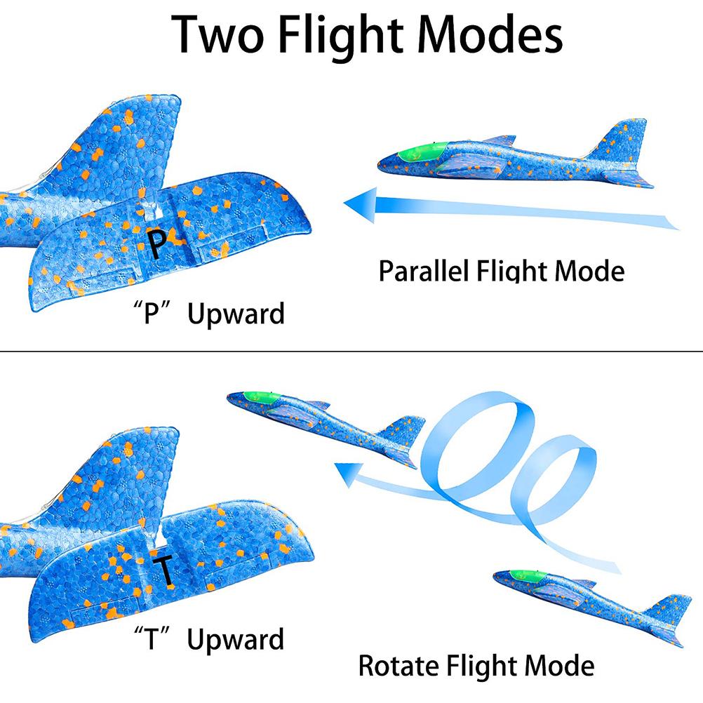LED Light Up Glider Airplane Model Toy Manual Throwing Foam Glider Plane with Dual Flight Modes