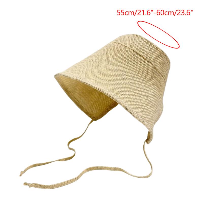 Linen Straw Regency Bonnets Hats For Women Sun Hats Bow Beach Cap Big Wide Brim Cloche Hat Chapeau Femme Lace Up Outdoor Summer