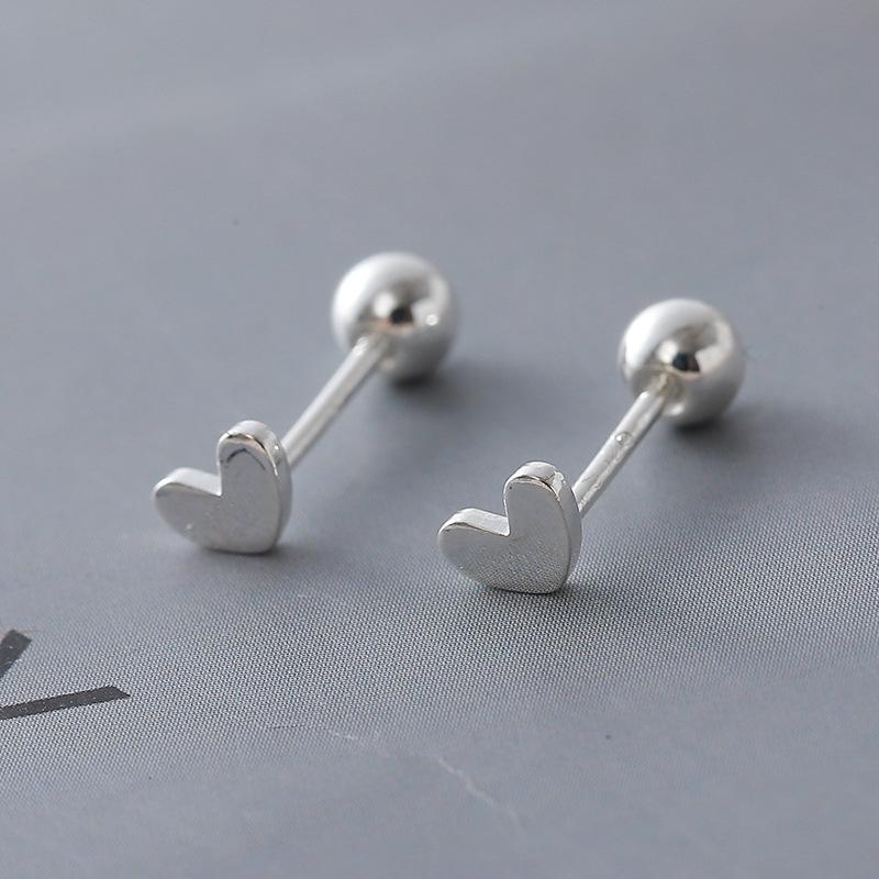 S925 Small Heart & Star Screw Back Cartilage Earrings for Women - Versatile Temperament Accessory