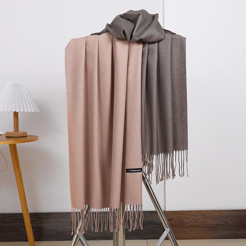 Double-sided Two-color Scarf for Women Autumn and Winter High End New Wool Scarf Shawl Imitation Cashmere Scarf