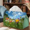 2D Flat 1pc, Tissue Box. Sunshine Flower Sea Pattern Napkin Paper Dispenser, Reusable, Daily Desktop Tissue Storage Box, Suitable for Kitchen Living R