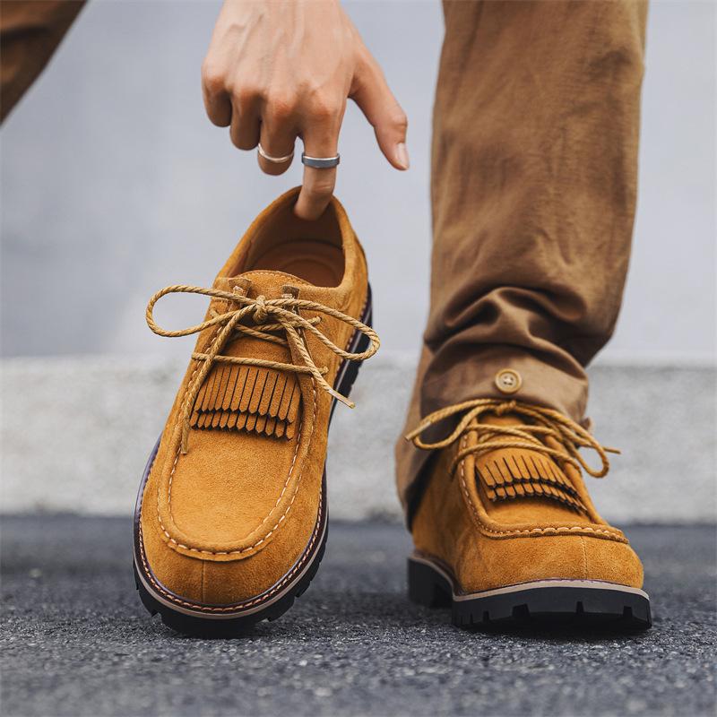 

2025 осень новые анти-бархатные повседневные кожаные туфли мужские с высоким берцем низкие туфли Дерби туфли Манк одинарные туфли 38