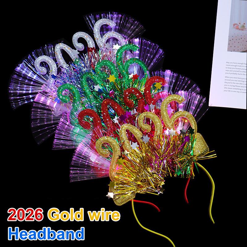 Led Glowing Colorful Headband Festive Party Props 2026 Happy  Year Light Up Headband Party Headdress For Children Adults