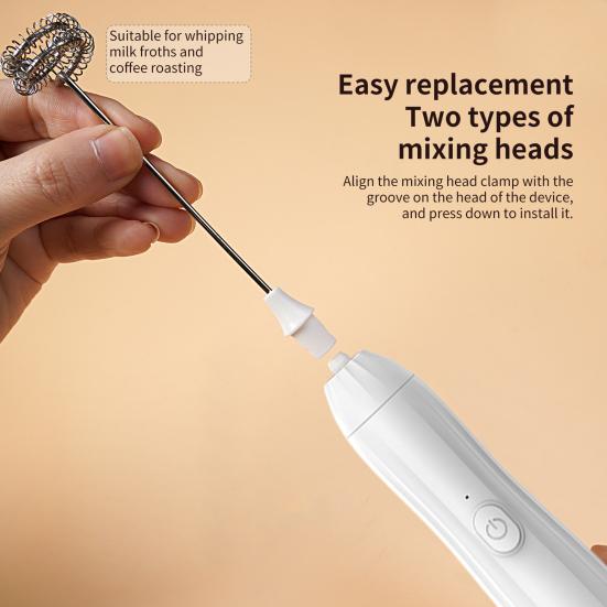 Milchaufschäumer Elektrischer Mixer Edelstahl-Blender 2-in-1 Wiederaufladbarer Eierschläger Schaumbereiter für Kaffee